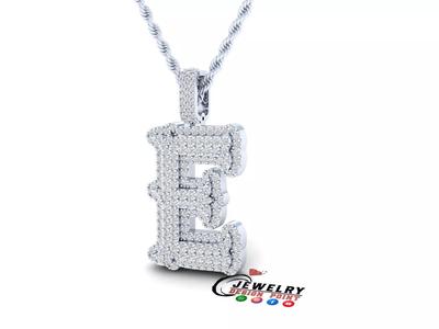 Custom Initial E Letter Diamond  A to Z Alphabet  Necklace