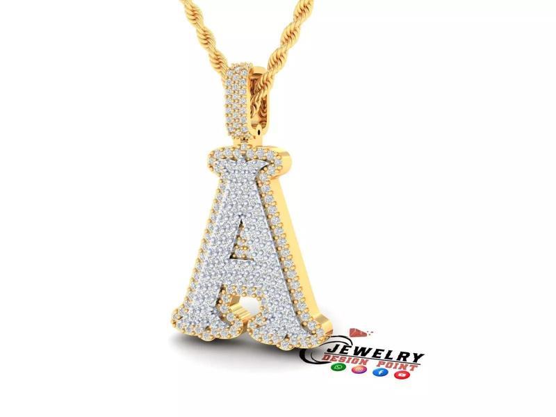 Custom Initial A Letter Diamond  A to Z Alphabet  Necklace