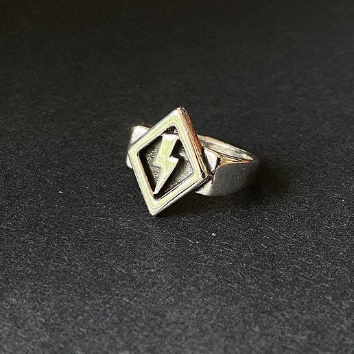 Diamond Lightning bolt signet ring