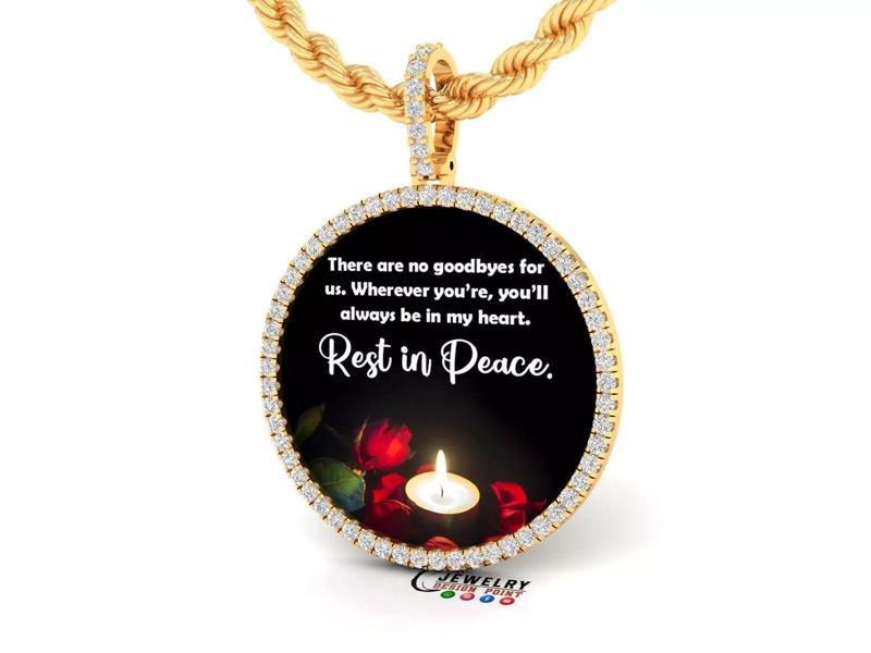 Custom Picture Pendant with Diamond - Memory Frame Pendant