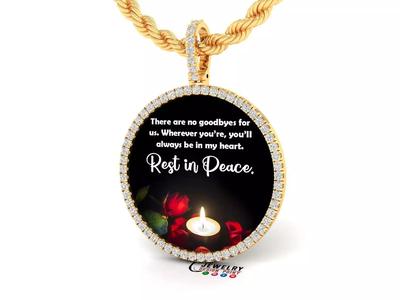 Custom Picture Pendant with Diamond - Memory Frame Pendant