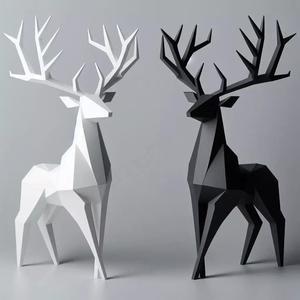 Minimalist Geometric Deer Sculptures