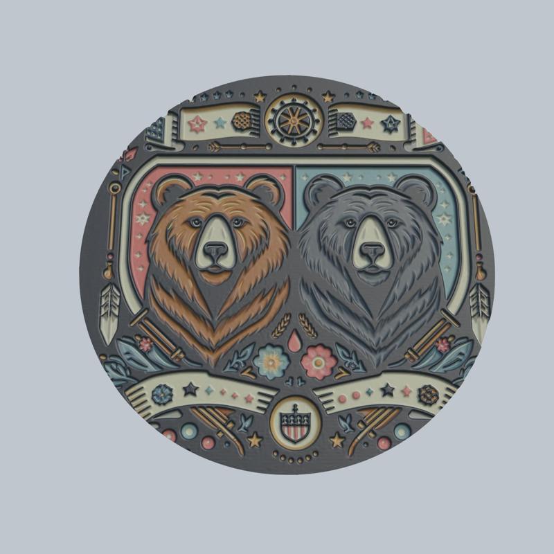 Bear Animal Medallion Bear 3d Print Model