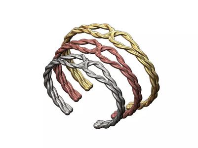 Braided wire loop cuff bracelet size S M L