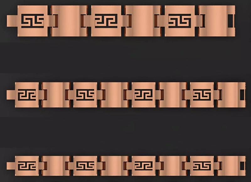 3 Size Gold Bracelet 3dm stl renders details