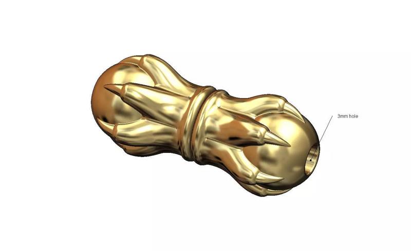 6 carved claw bead bracelet charm and pendant