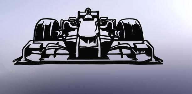 Line Art Drawing of a Formula 1 Car (Front View)