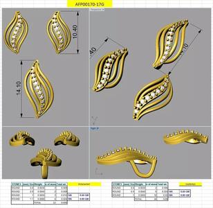 curve style earring pendent set