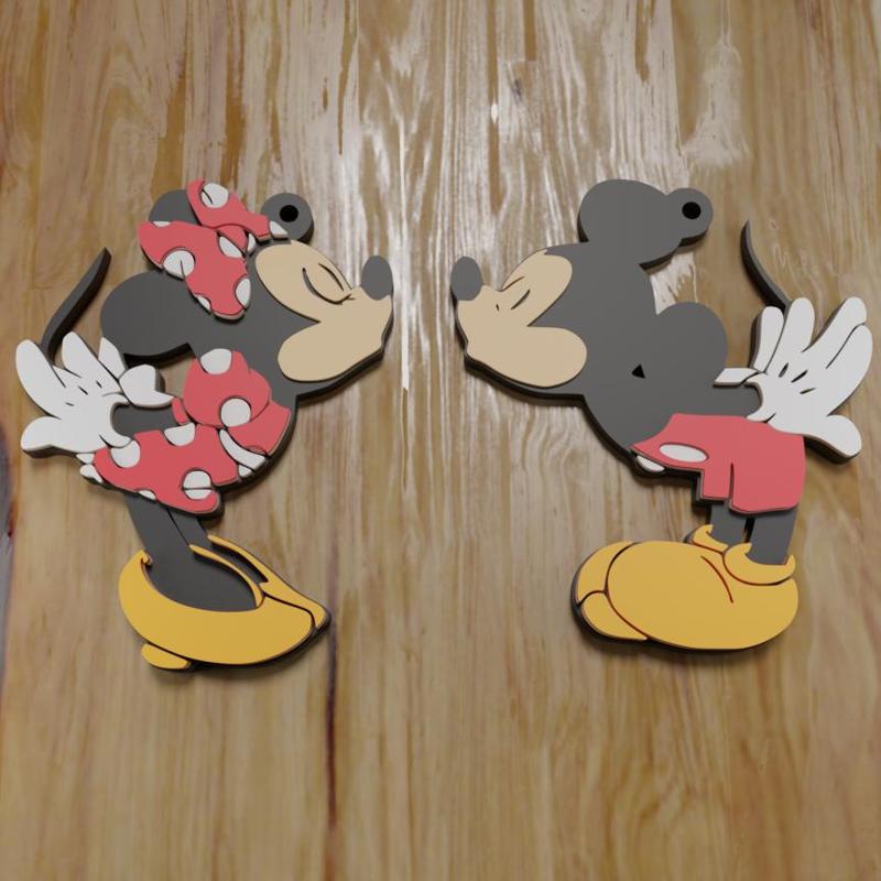 PACK 2 KEYCHAIN / KEYCHAIN / MAGNETS MICKEY MOUSE AND MINNIE MOUSE OF LOVE (STL AND 3MF)