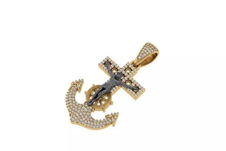 cross-anchor-and-steering-wheel-3d - Diamond pandent