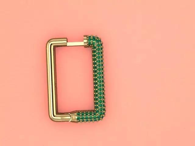Earrings emerald crystal carabiner