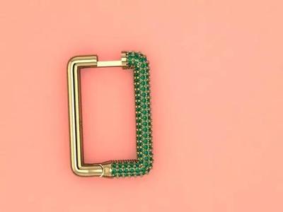 Earrings emerald crystal carabiner