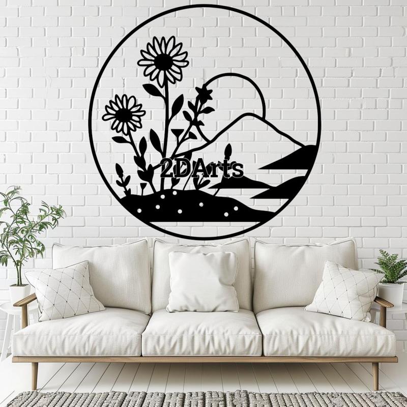 Sunflower Sunset 2D Wall Art/Window Art - Digital STL & SVG Files for 3D Printing and Laser Cutting