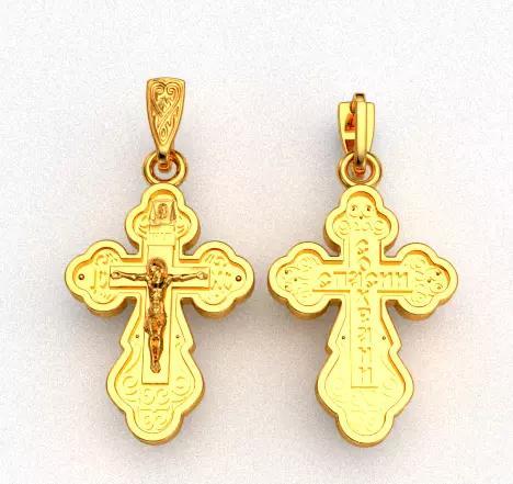 Krest-cross 3D print model ornate gold cross pendant