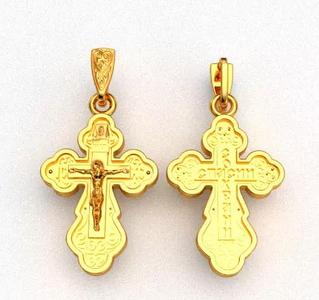Krest-cross 3D print model ornate gold cross pendant