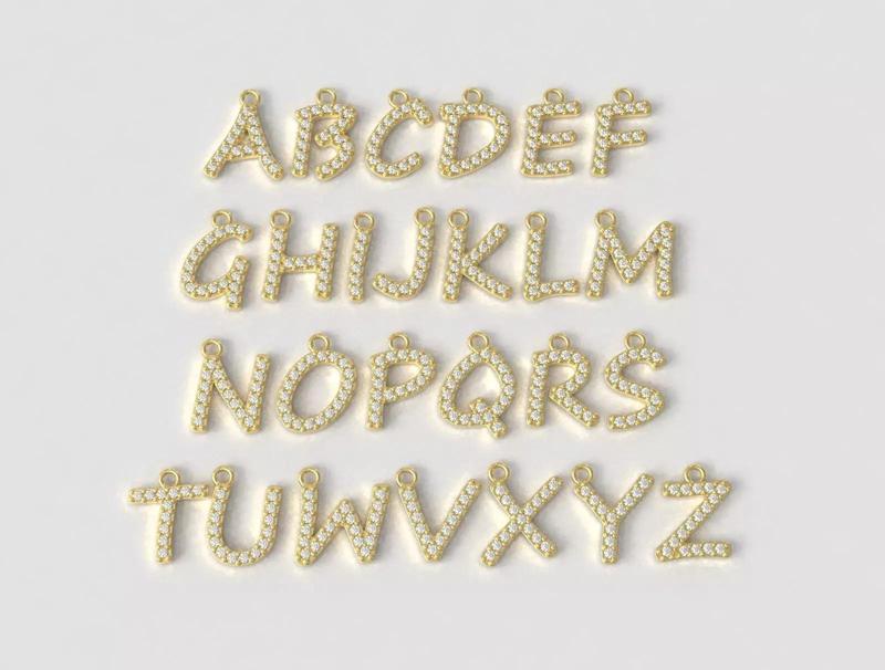 Modern Alphabet Pendants - 10mm