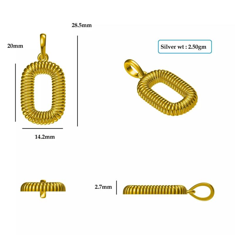 O Pendant gold twisted rope charm