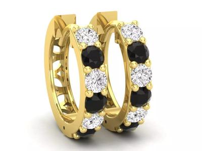 AV 598 Round Diamond Ladies Hoop Earrings