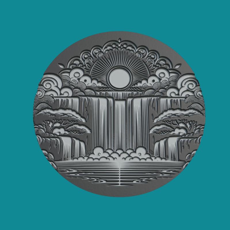 Waterfall Medallion Waterfall 3d Print Model