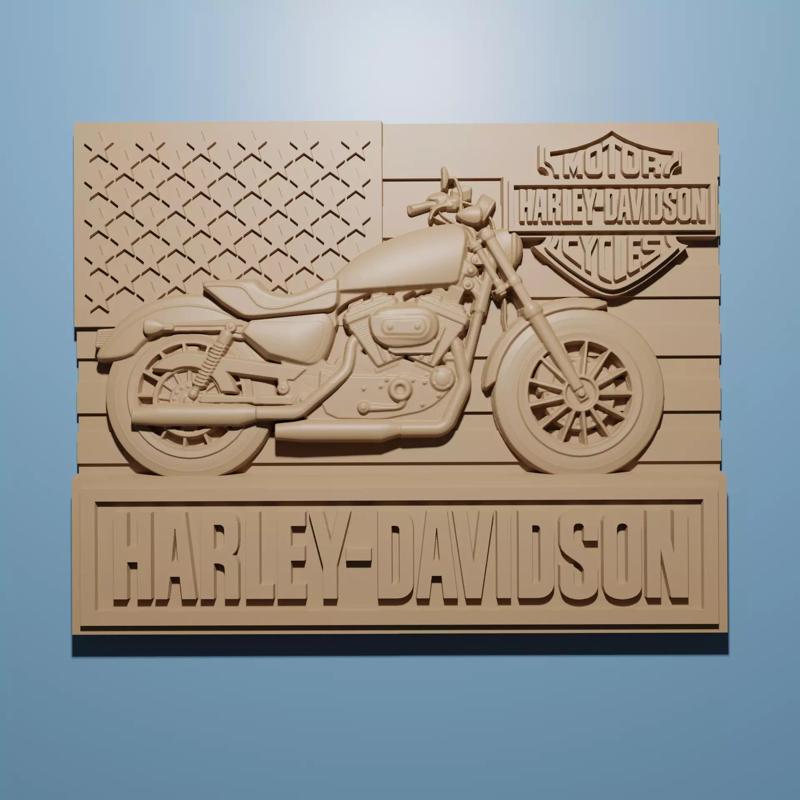 Harley Davidson Motorbike STL 3D Model cnc Router Engraver