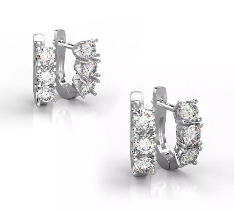 101004 E 2 types of classic earrings with 3 gems