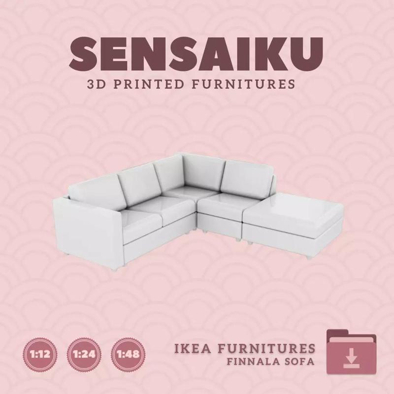 FINNALA Corner 4 Seat Ottoman for Dollhouse IKEA 3D Print