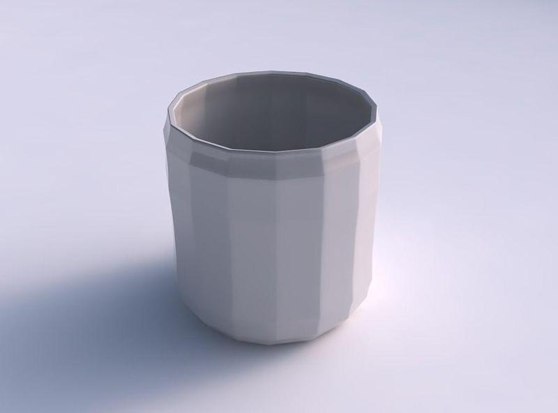 Bowl cylindrical with curved creases