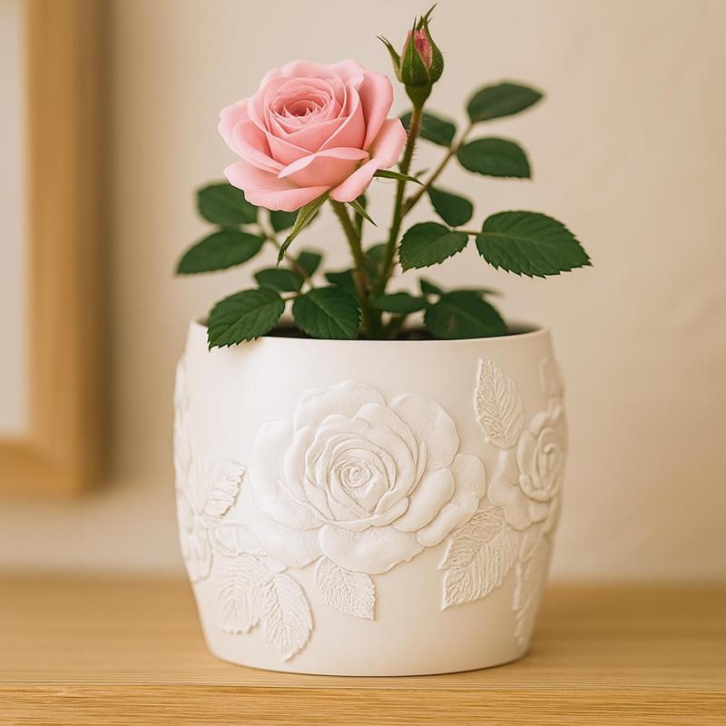 Rose Flower Planter STL – No Supports, Elegant Plant Pot
