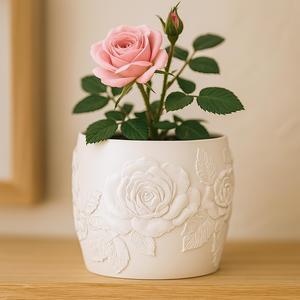Rose Flower Planter STL – No Supports, Elegant Plant Pot