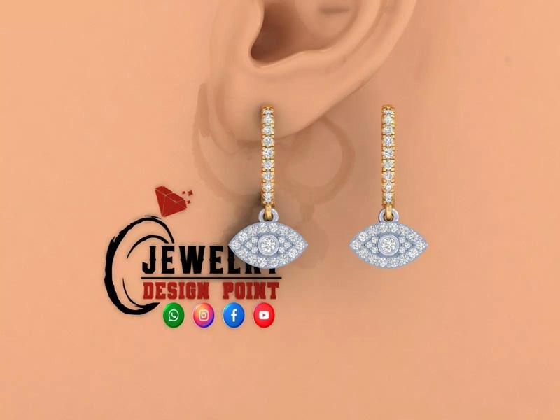 Custom Diamond Hoops Earring - Devil Eye Evil Eye Earring Unisex