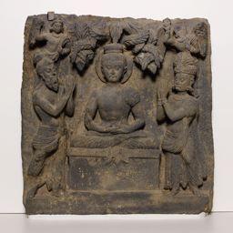 Relief with Buddha Worshipped by Indra and Brahma