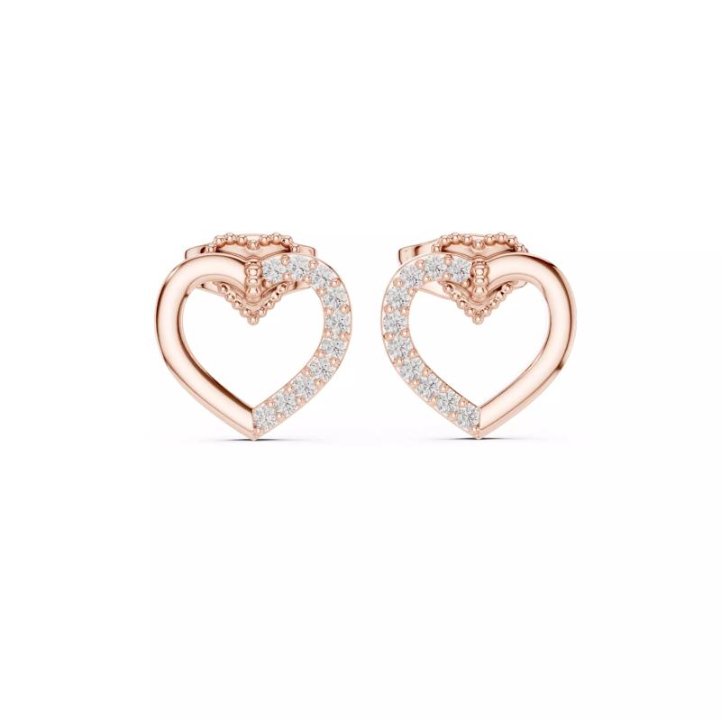 Heart Love Valentine Diamond Studs Earrings 3dm stl renders