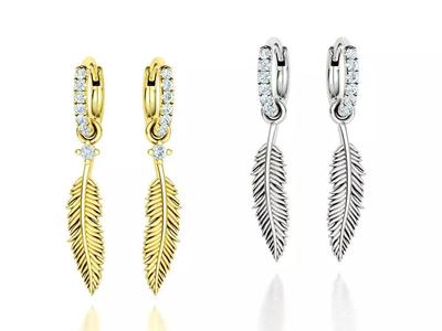Feather Small Hoop Earrings 3dprint model