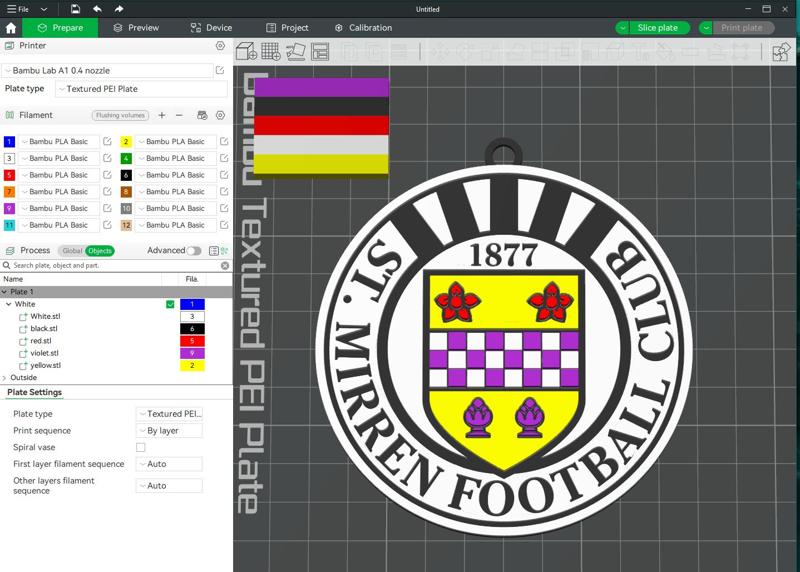 SPFL St. Mirren FC keychain badge color printable