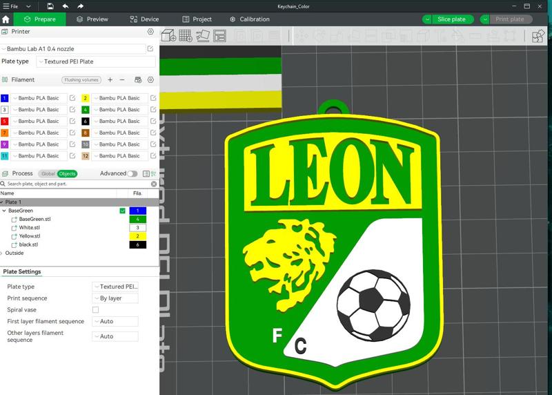 Liga MX Leon keychain badge color printable