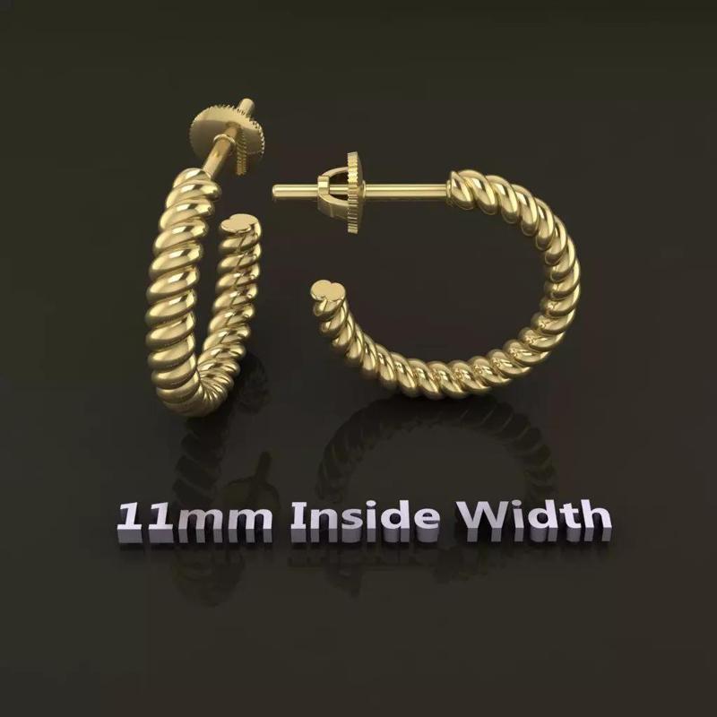 Earring Hoop Rope Twist Opened Back 11MM DIAMETER