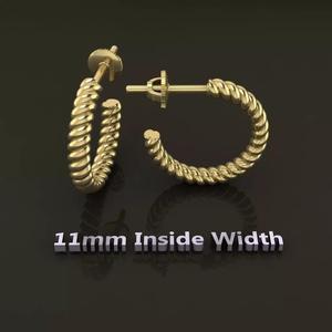 Earring Hoop Rope Twist Opened Back 11MM DIAMETER