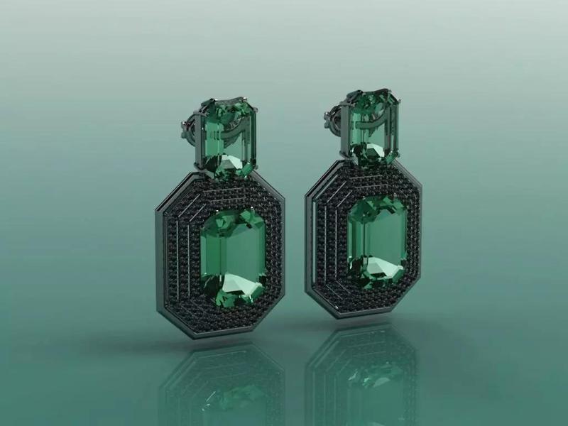 Emerald Cut Earring - 3D Jewelry - BR-524