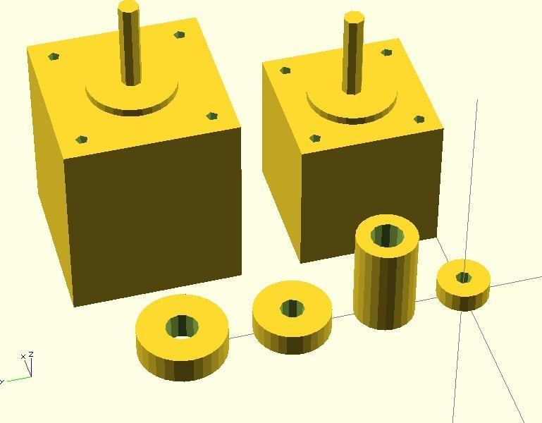 OpenSCAD stepper and bearings script