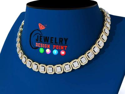 Custom Emerald Shape Baguettes  Diamond Chain - Diamond Necklace