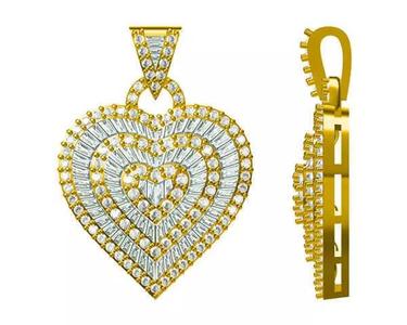 JCD format Delicate heart shape with baguette cut desgin pendant