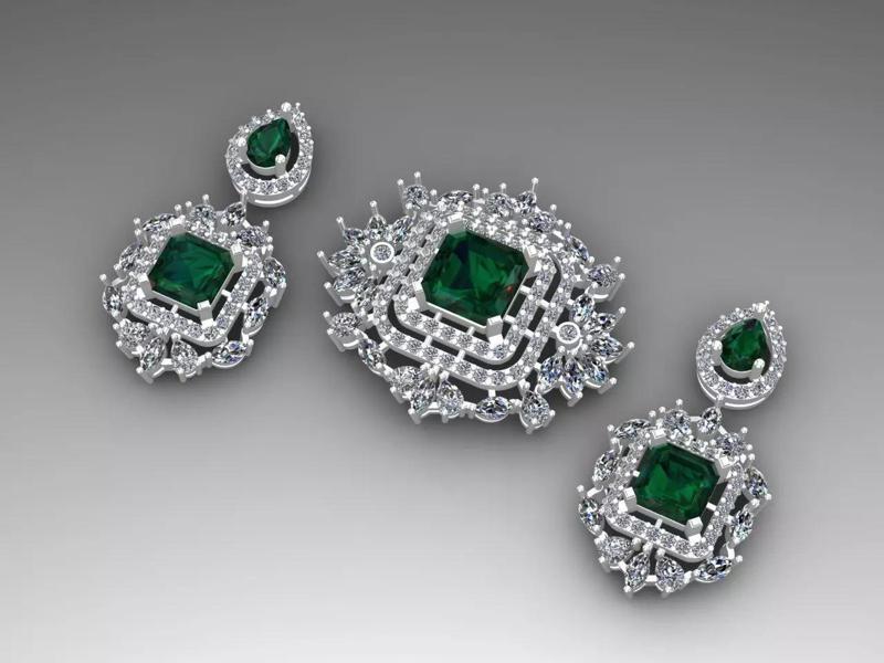Diamond Emerald Cut Choker Set