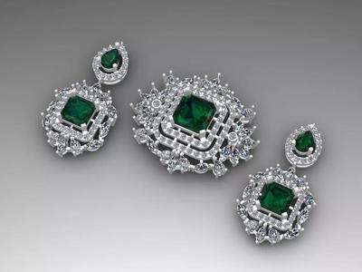 Diamond Emerald Cut Choker Set