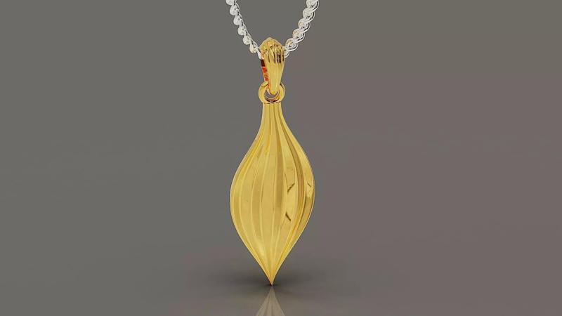 Textured leaf gold pendant