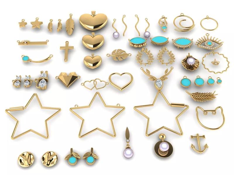 Lightweight necklace and earring pendant collection