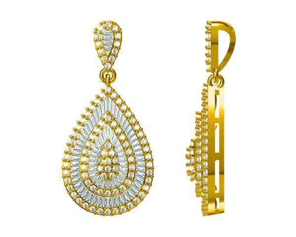 JCD format Minimalist drop shape with baguette cut pendant