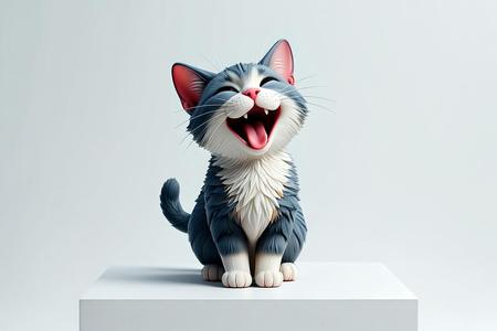 2245 Laughing Cat - 3D Printed Full-Figure Statue, pug, dachshund, poodle, cat, zebra, camel, beagle, peacock, lion, fox, bull terrier, pomeranian, galgo, wolf, doberman pinscher, newfoundland, elephant, crocodile, german shepherd