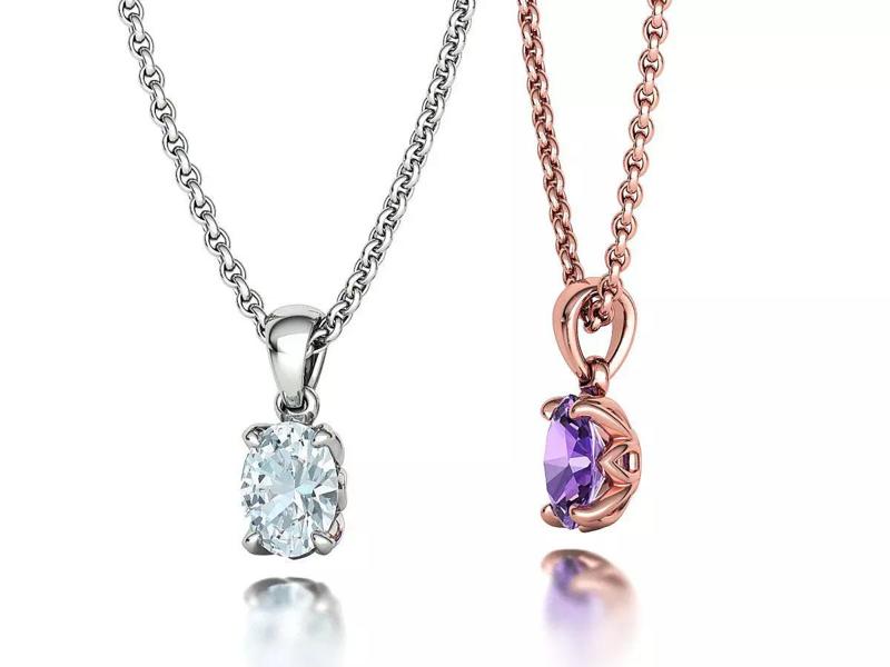 8x6 Oval Stone Pendant 1ct Oval Gem Delicate Necklace