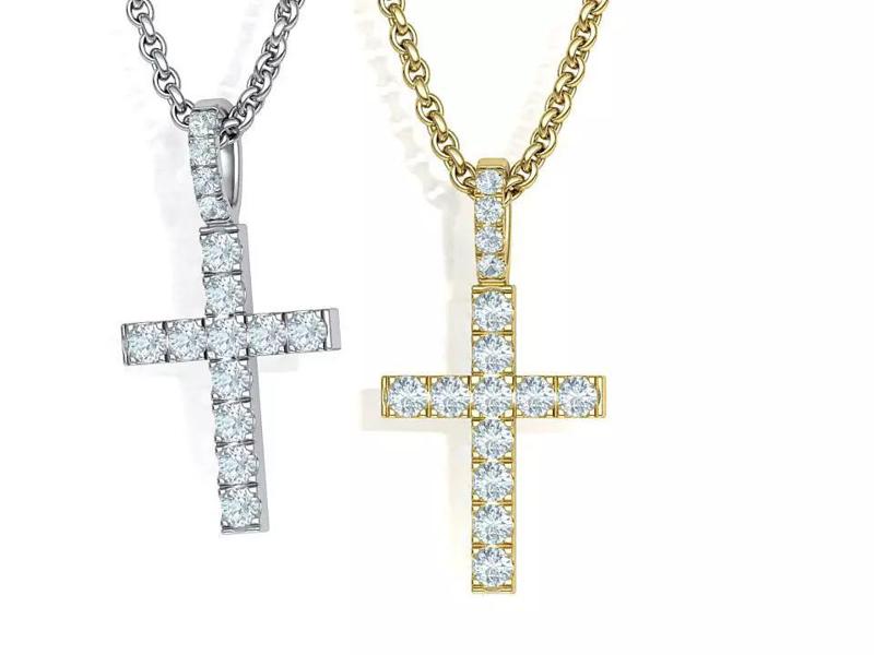 Diamond Pave Cross 32mm with French Pave Setting 3dmodel