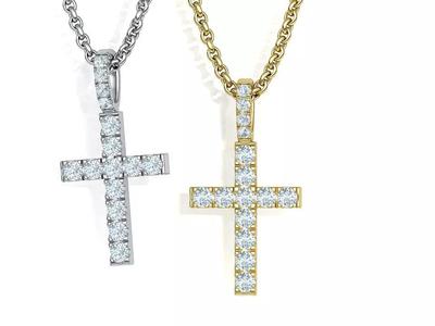Diamond Pave Cross 32mm with French Pave Setting 3dmodel